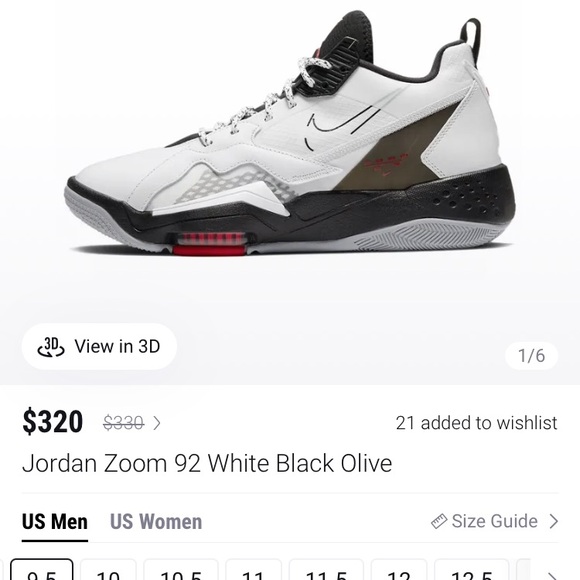 Jordan Zoom 92 White Black Olive / White Gym Red - Picture 5 of 5